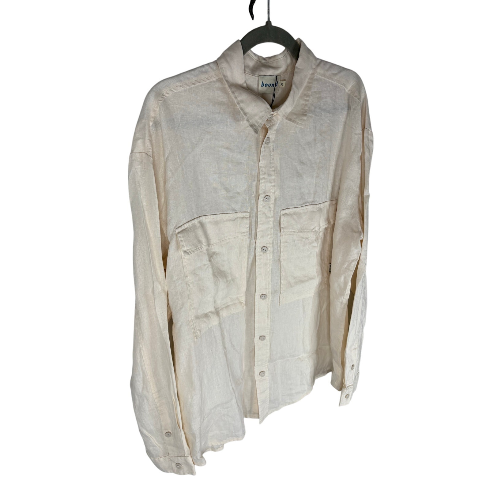 Bound Linen Shirt Button Down Minimalist Utility Casual Preppy Office Xl — image 3 of 8